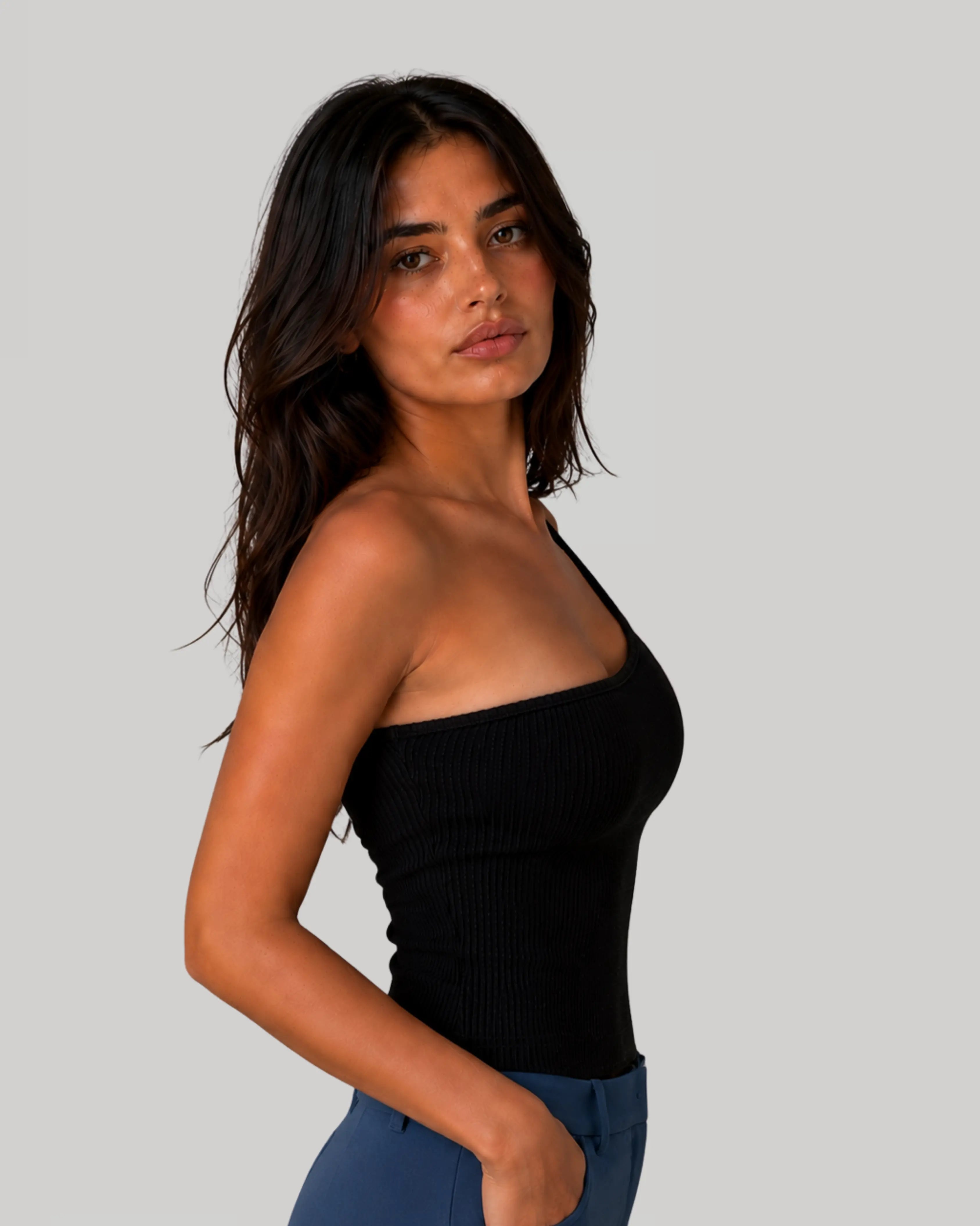 One Shoulder Top | Black
